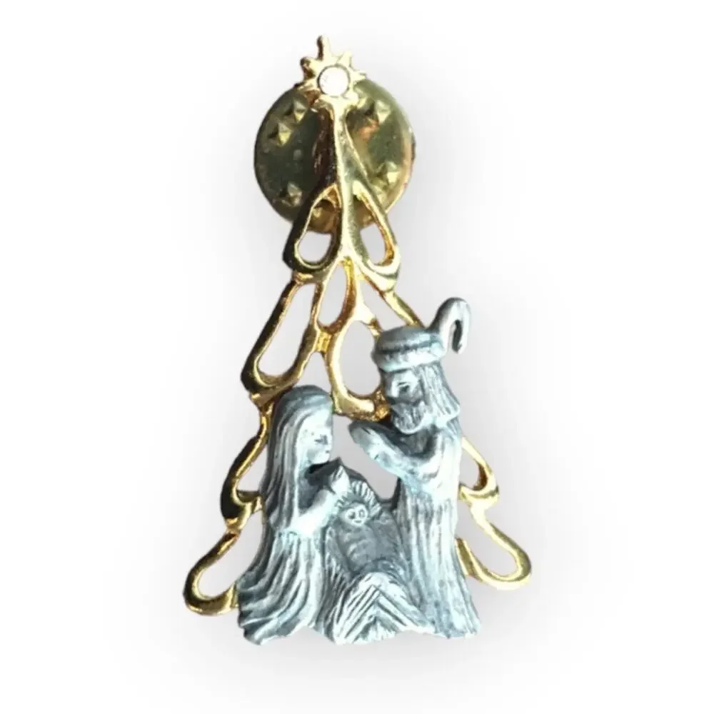 Nativity pin, precious Baby Jesus Christmas tree nativity pin